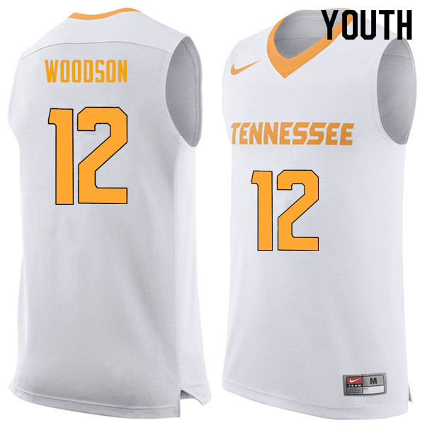 Youth #12 Brad Woodson Tennessee Volunteers College Basketball Jerseys Sale-White